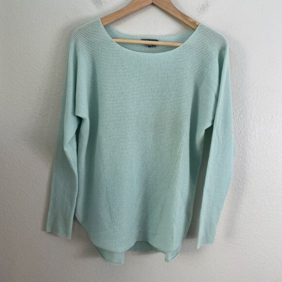 Vince Womens XS Mint Green 100% Cashmere Ribbed Crew Neck Sweater Dolman Sleeve - Picture 6 of 10